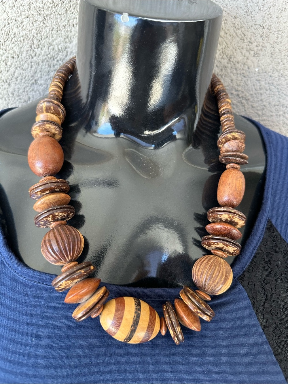Handcrafted Brown Wood Bead Necklace